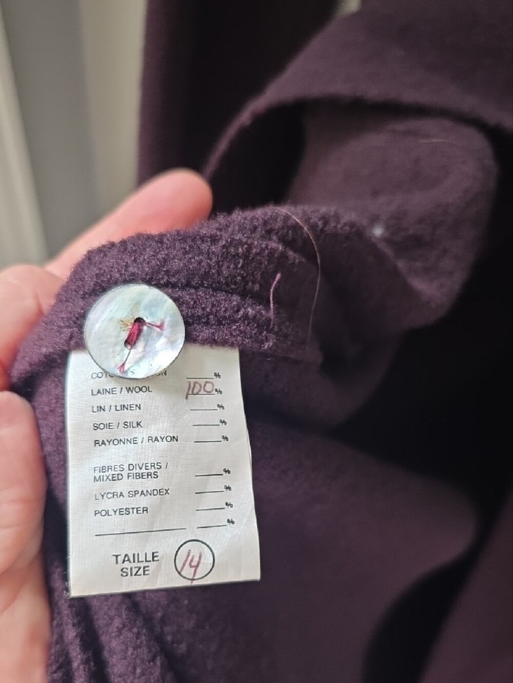 Muriel Dombret - Canadian Fashion Designer Wool Long Peacoat in Dark Plum - Picture 8 of 8